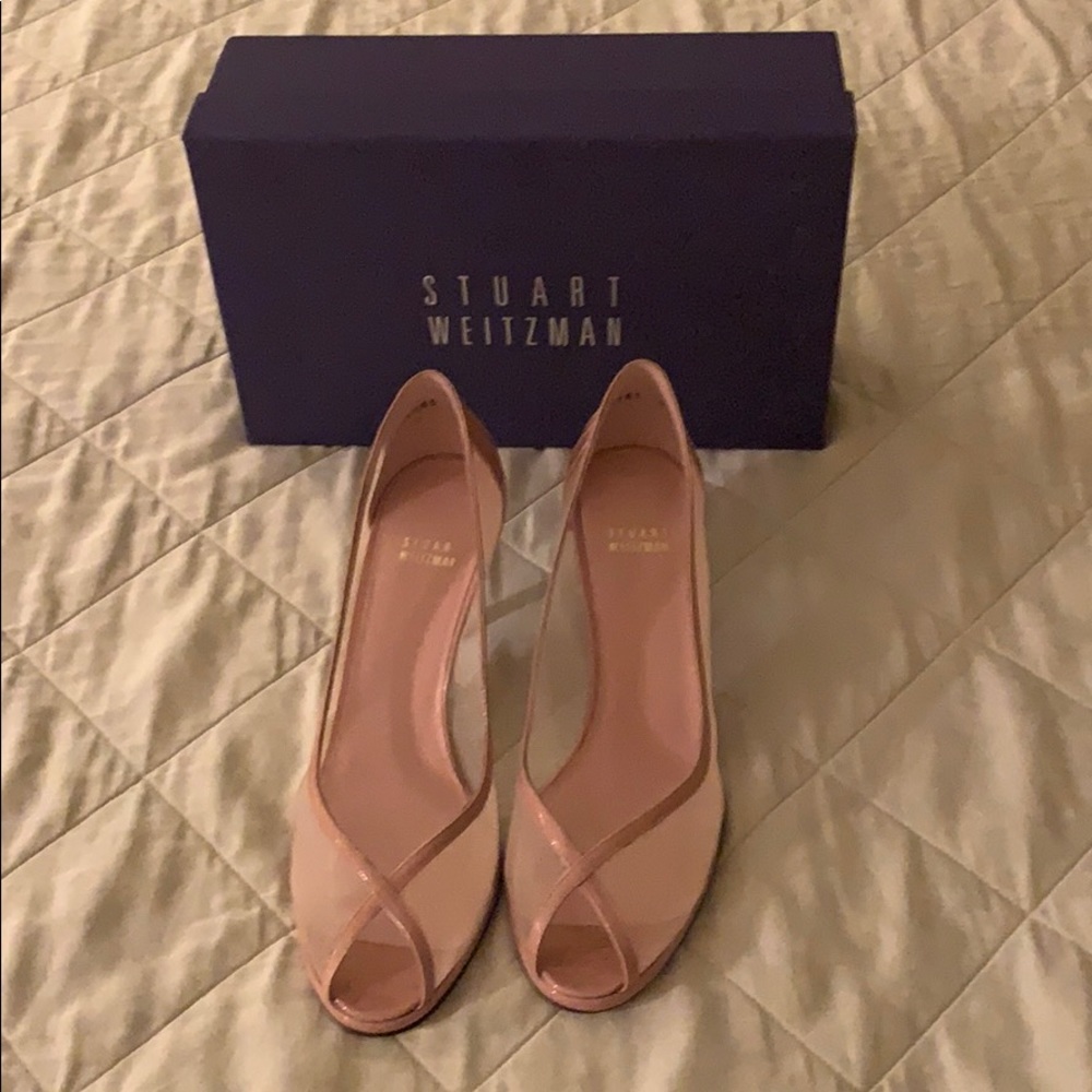 Stuart Weitzman pumps, nude color, low heel.